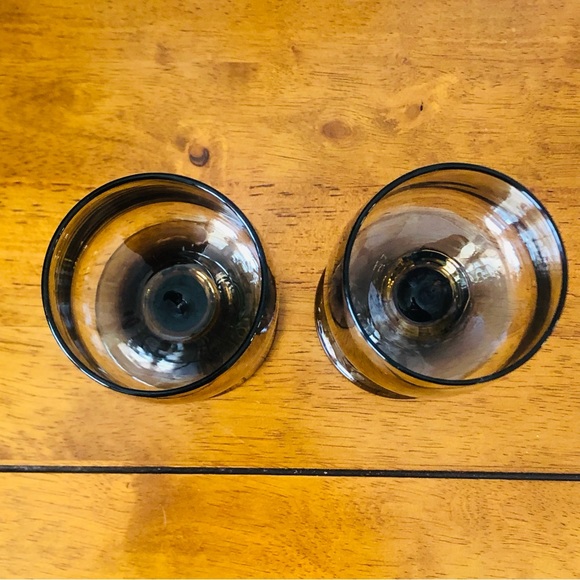 Vintage 70s MCM Libbey Glass Company Tawny Water Goblets 2 / 4 oz Glasses - Picture 2 of 5